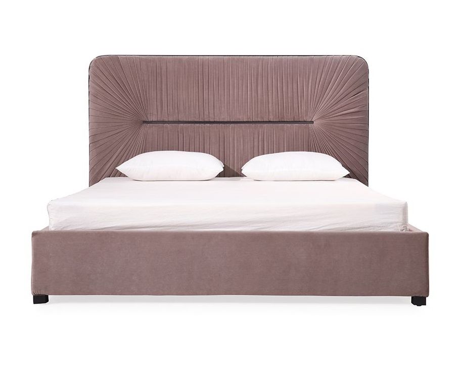 Queen Modrest Duke Modern Grey Velvet & Black Gun Chrome Bed