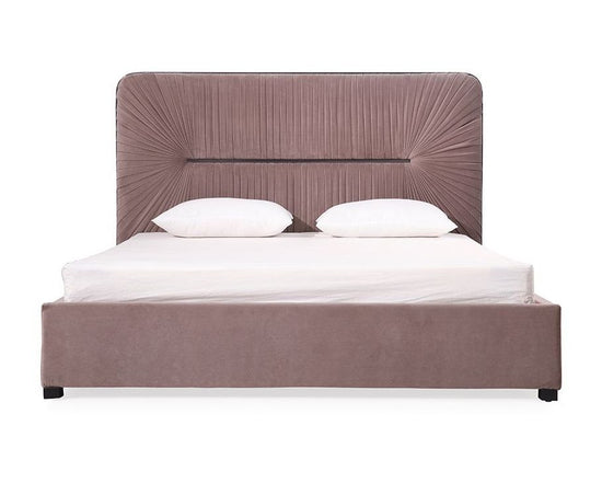 Queen Modrest Duke Modern Grey Velvet & Black Gun Chrome Bed