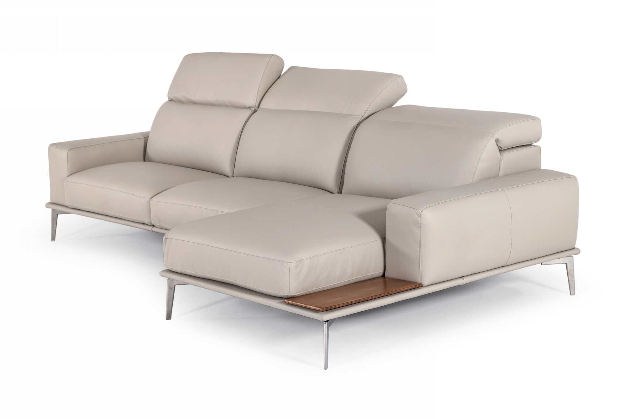 Estro Salotti Villeneuve - Italian Modern Light Grey Leather Right Facing Sectional Sofa