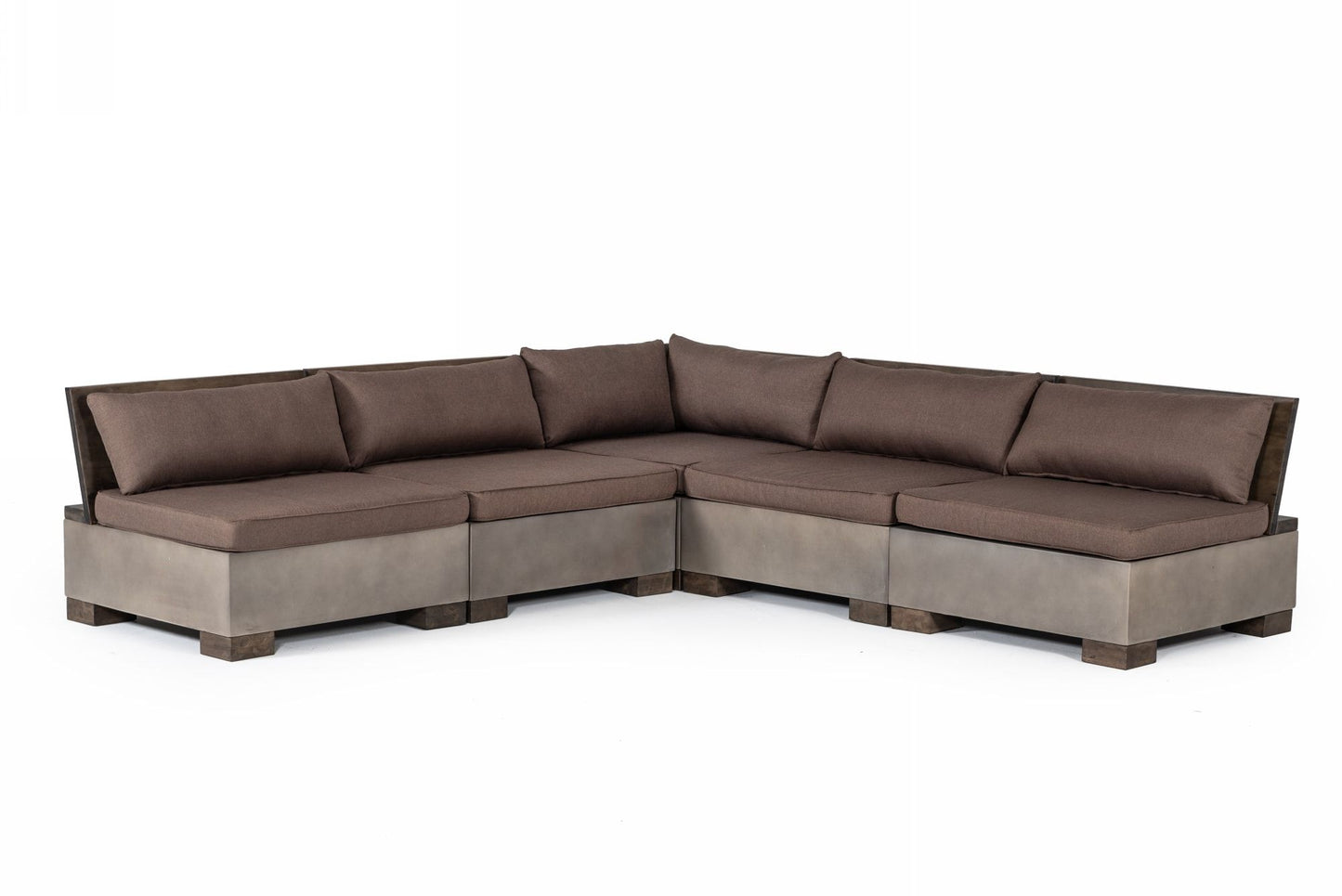 Modrest Delaware - Modern Concrete Modular Sectional Sofa Set with Rectangular Coffee Table