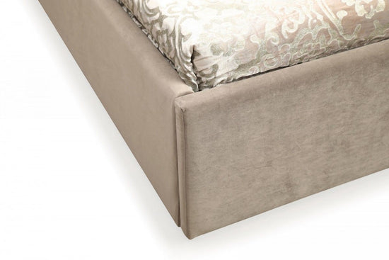 Modrest Moontide - Queen Glam Beige Velvet and Brushed Brass Bed