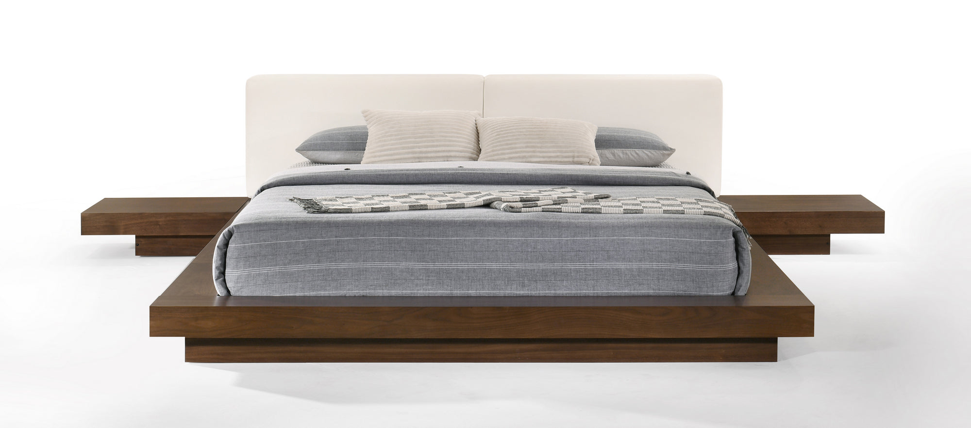 Modrest Tokyo - Queen Contemporary Walnut and White Platform Bed