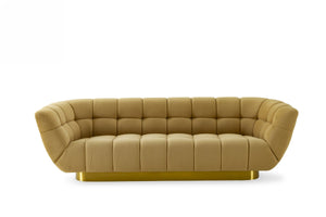Divani Casa Granby - Glam Mustard and Gold Fabric Sofa