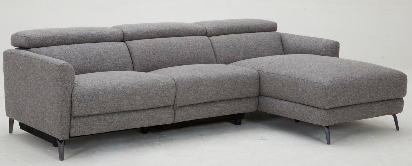 Divani Casa Lupita - Modern Grey Fabric Right Facing Sectional Sofa