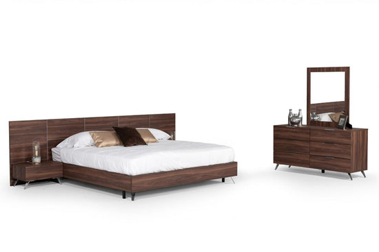 Queen Nova Domus Brooklyn - Italian Modern Walnut Bed Set