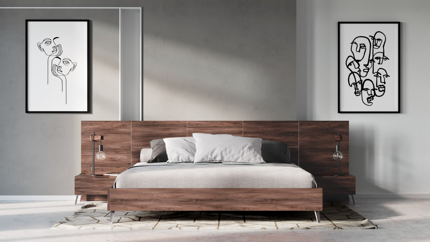 Queen Nova Domus Brooklyn - Italian Modern Walnut Bed Set