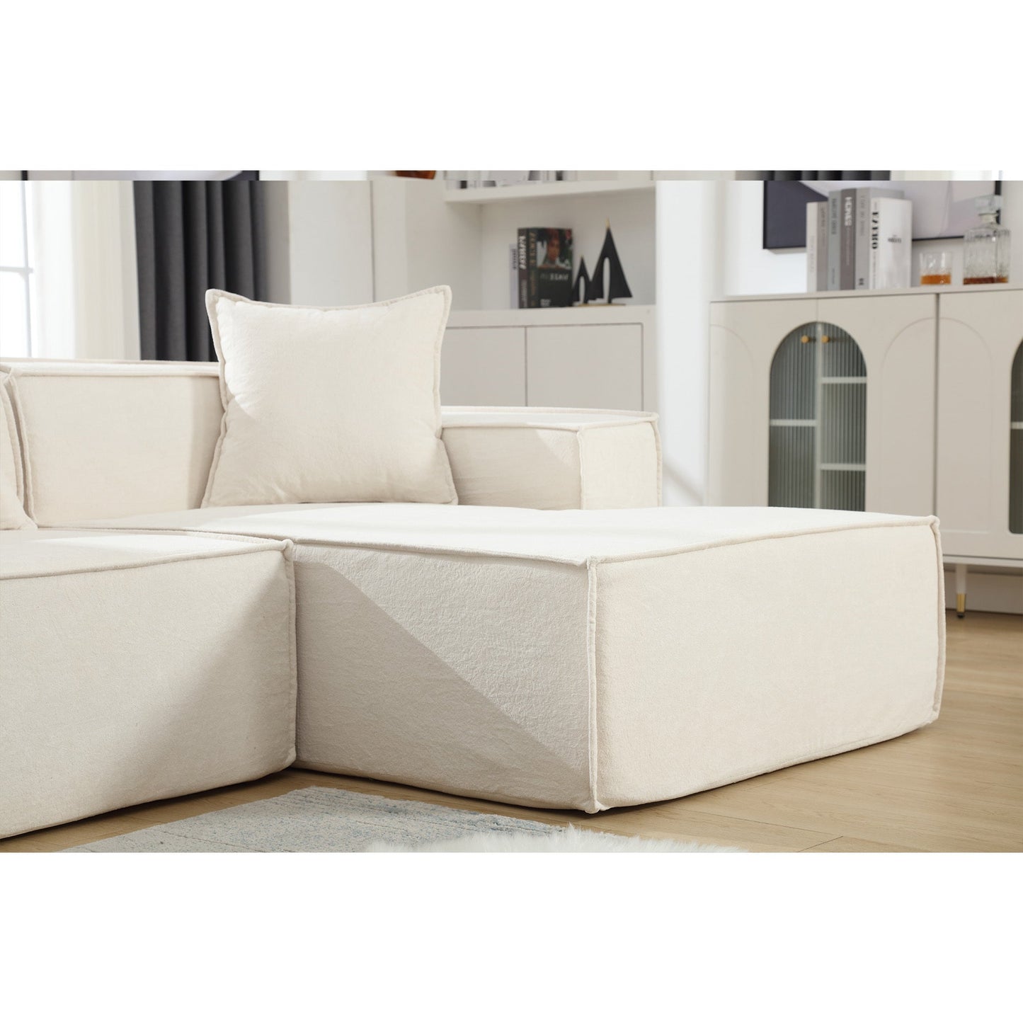 Walker Edison | Terry Modular Minimalist Right L-shaped Sectional Sofa