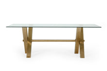 Load image into Gallery viewer, Modrest Dandy - Modern Golden &amp; 15mm Glass Dining Table
