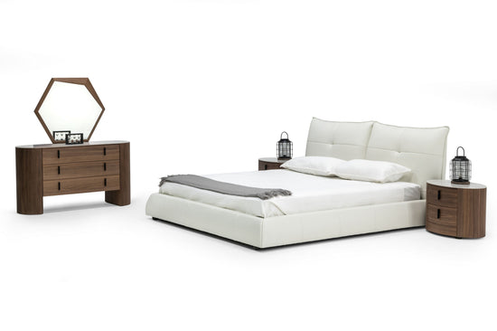 Modrest Patrick - Queen Modern White Leather Bed