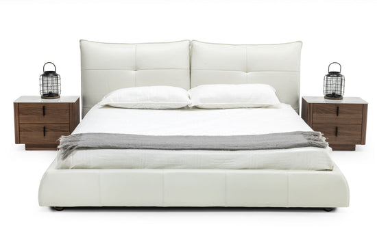 Modrest Patrick - Queen Modern White Leather Bed