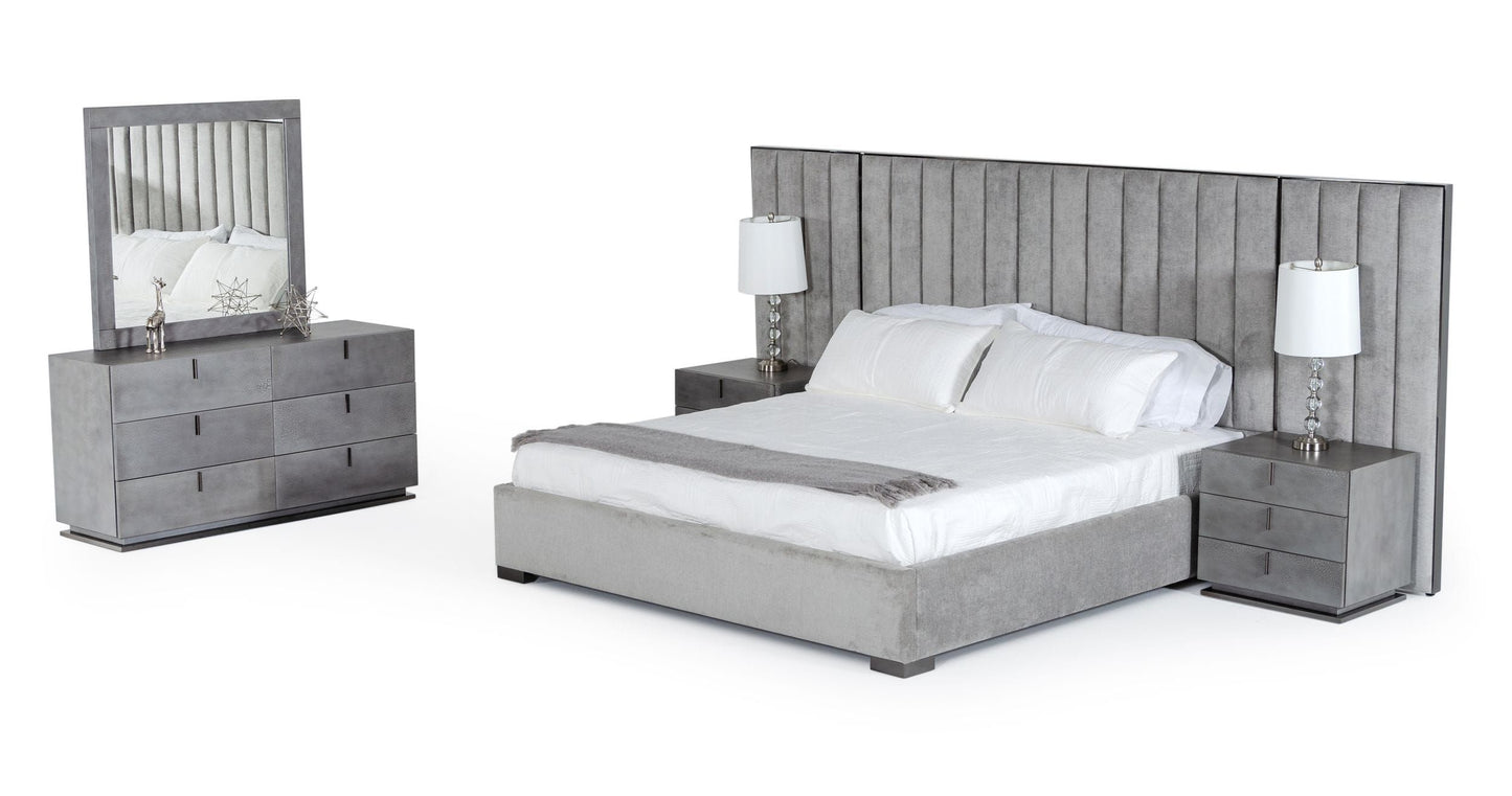 Eastern King Modrest Buckley - Grey & Black Stainless Steel Bedroom Set