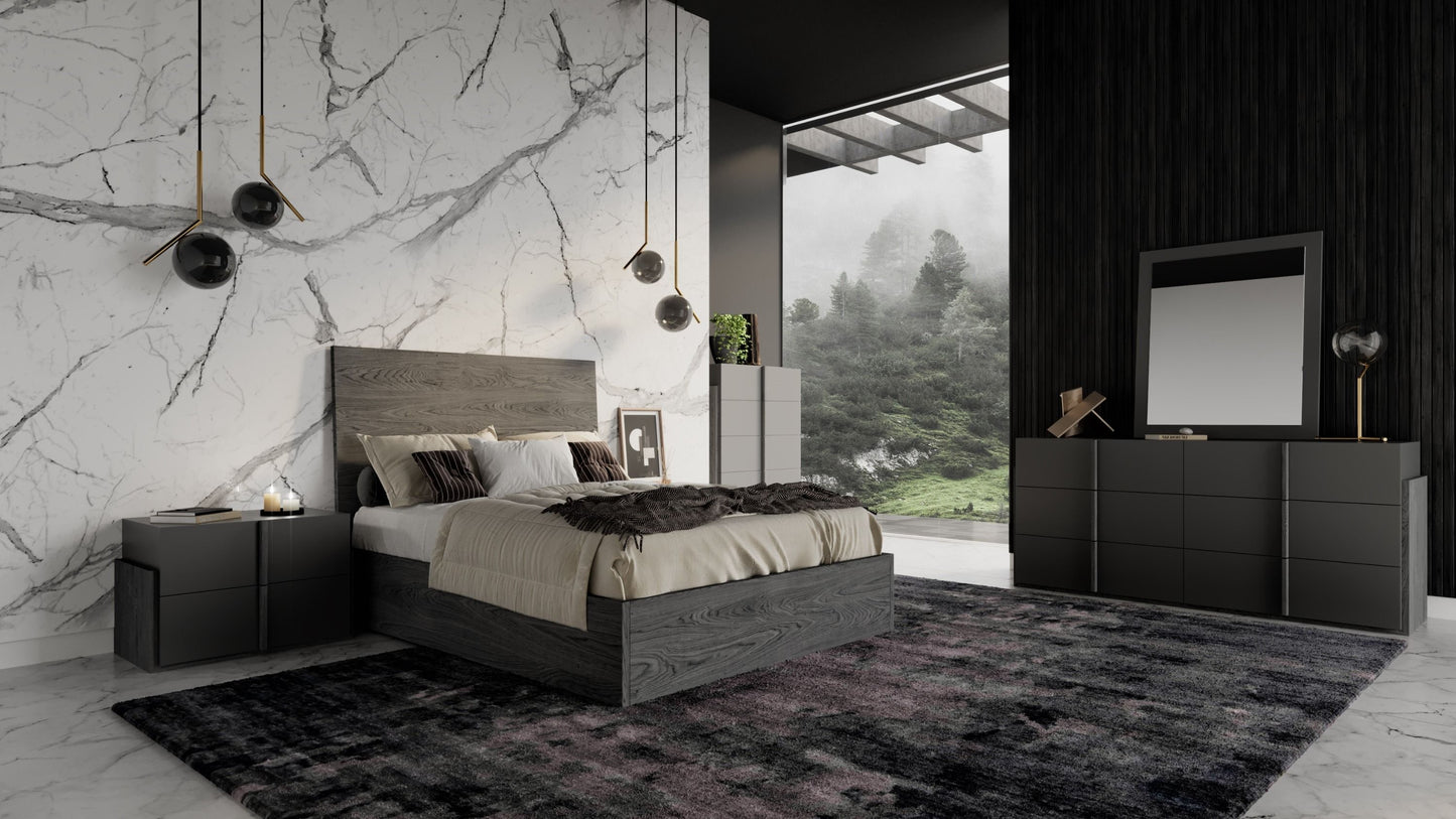 Full Nova Domus Lucia - Italian Modern Matte Grey / Elm Grey Bedroom Set
