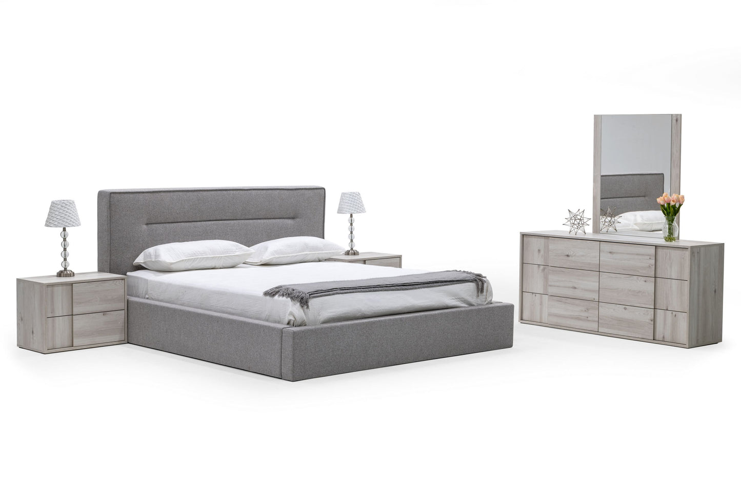 Nova Domus Juliana - Eastern King Italian Modern Grey Upholstered Bed