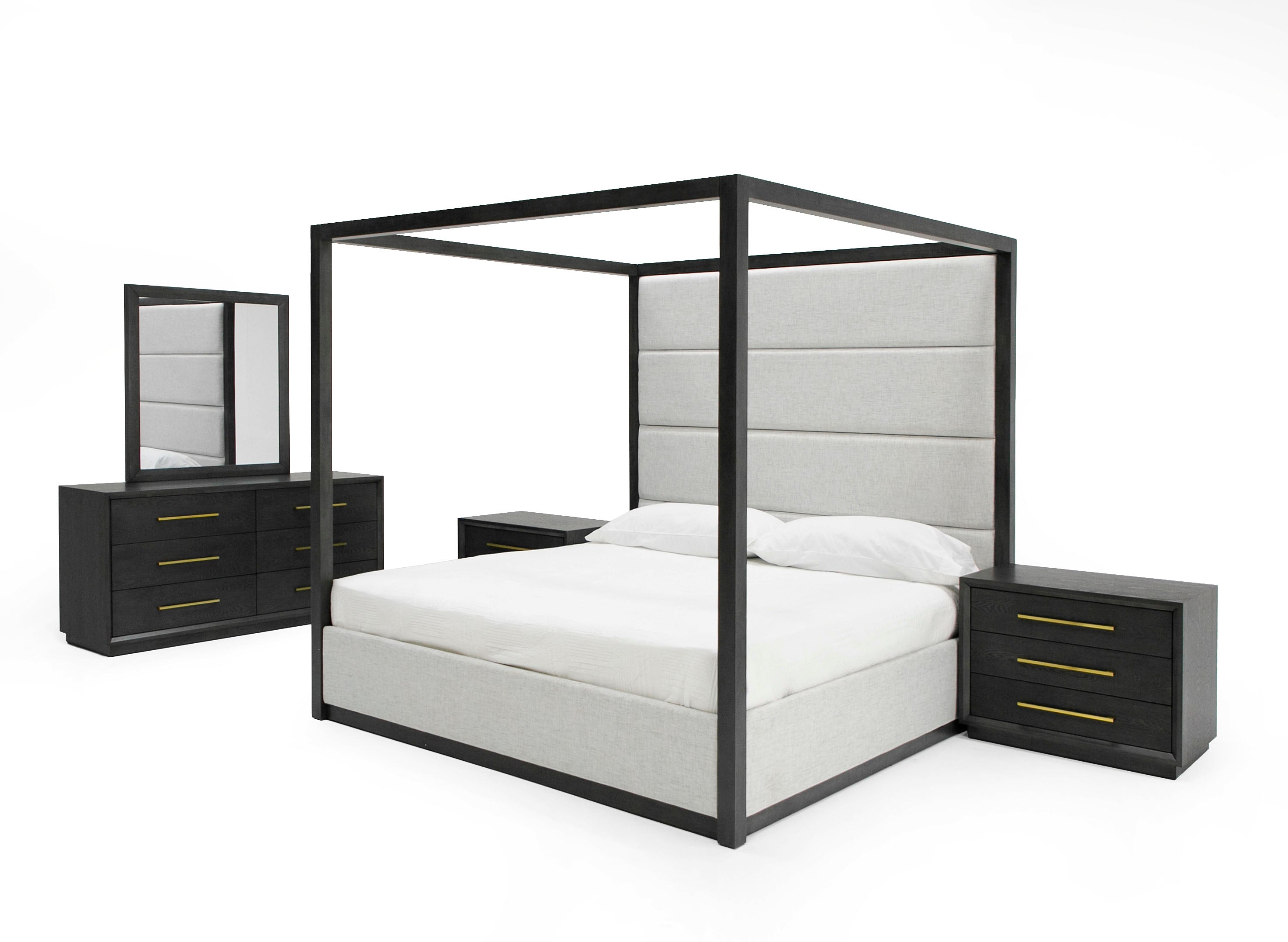 Modrest Manhattan - Contemporary Canopy Grey Bed -queen