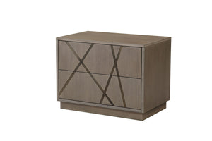 Modrest Nixa - Modern Beige Velvet + Brushed Bronze + Birch Bedroom Set-eastern