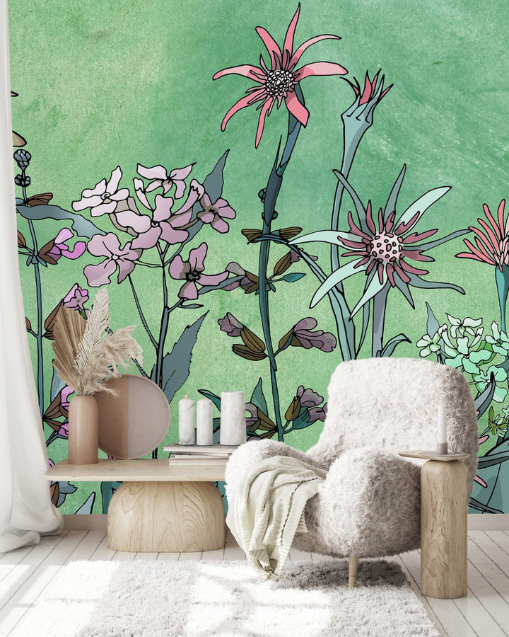 Elegant Green Floral Wallpaper