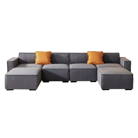 Walker Edison | Linen Modular U Shape Sectional Sofa