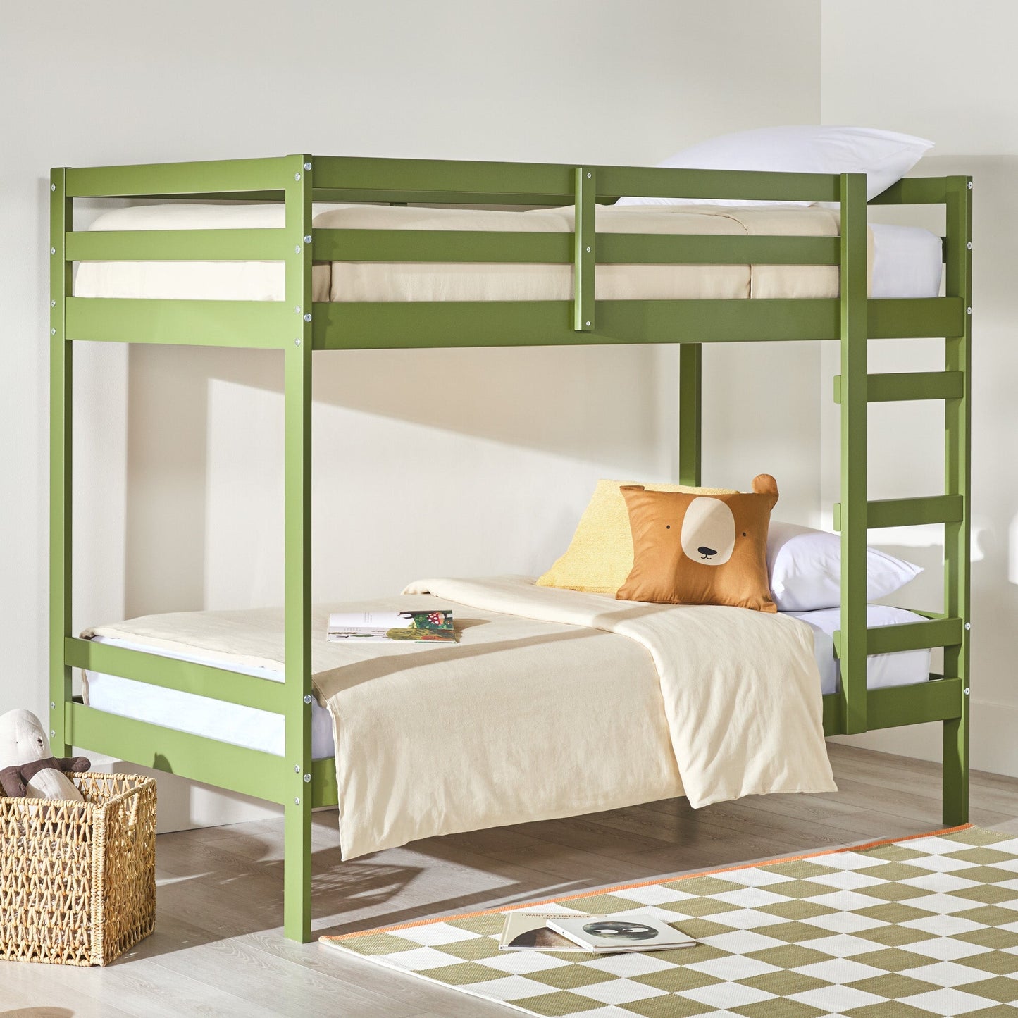 Sophie Simple Solid Wood Twin Over Twin Bunk Bed