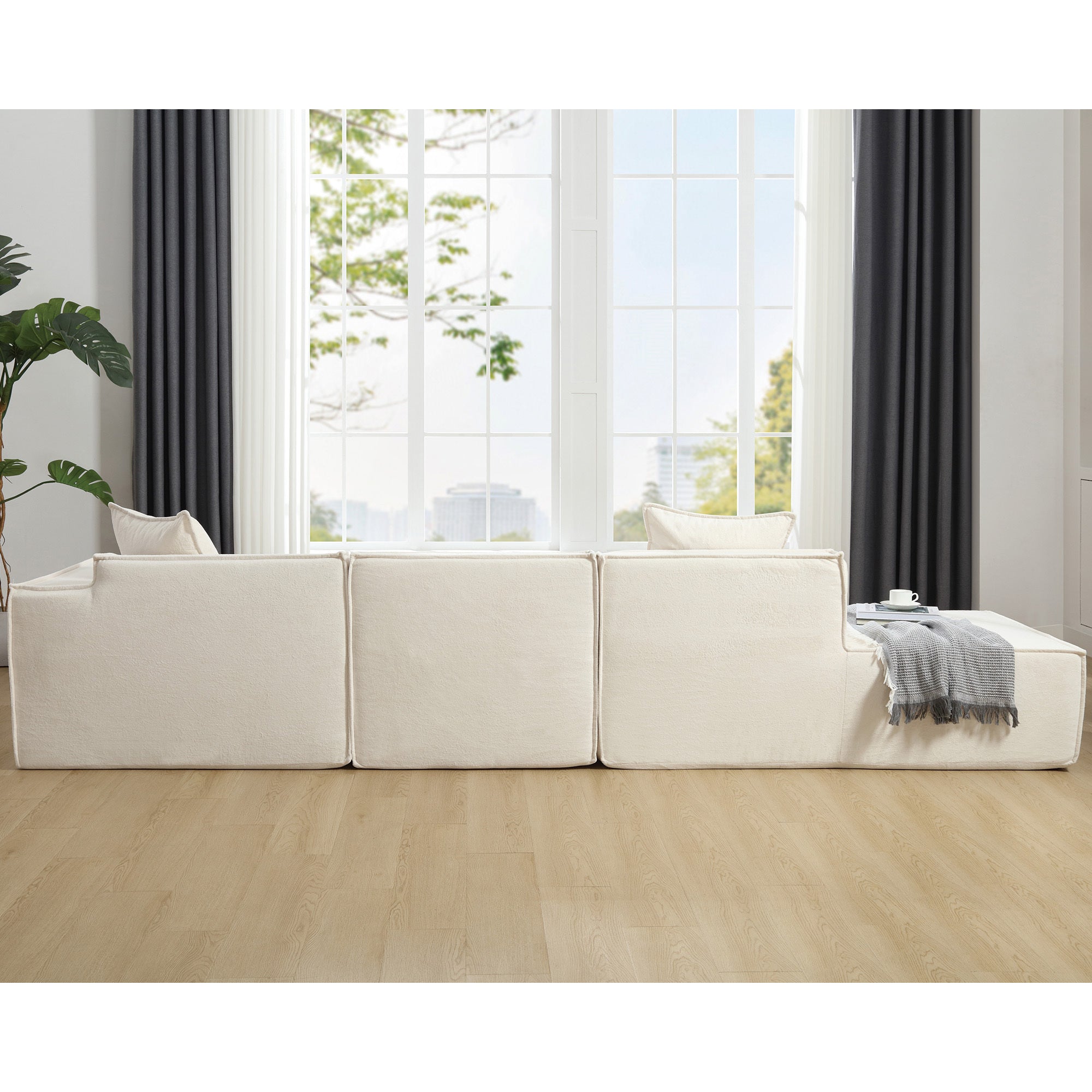 Walker Edison | Terry Modular Minimalist Right L-shaped Sectional Sofa