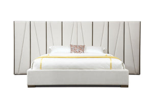 Modrest Nixa - Modern Beige Velvet + Brushed Bronze + Birch Bedroom Set-eastern