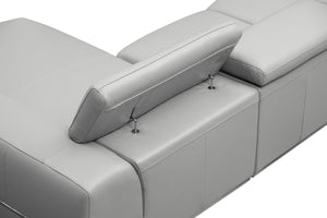 Divani Casa Pella  Mini - Modern Grey Italian Leather Right Facing Chaise Sectional Sofa