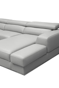 Divani Casa Pella  Mini - Modern Grey Italian Leather Right Facing Chaise Sectional Sofa