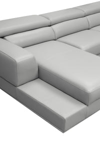 Divani Casa Pella  Mini - Modern Grey Italian Leather Left Facing Sectional Sofa
