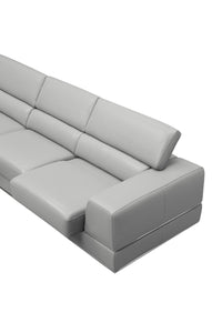 Divani Casa Pella  Mini - Modern Grey Italian Leather Left Facing Sectional Sofa
