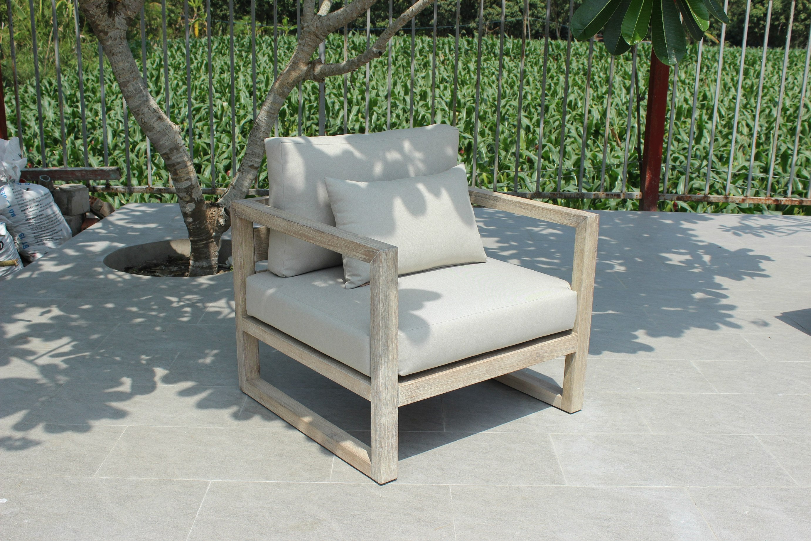 Renava Calm - Outdoor Grey + Acacia Sofa Set