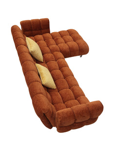 Divani Casa Jacinda - Modern Burnt Orange Fabric Right Facing Sectional Sofa + 2 Yellow Pillows