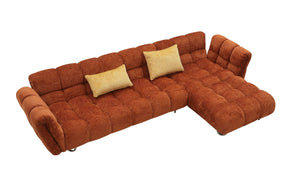 Divani Casa Jacinda - Modern Burnt Orange Fabric Right Facing Sectional Sofa + 2 Yellow Pillows