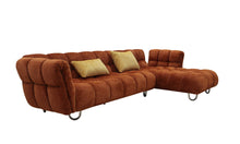 Load image into Gallery viewer, Divani Casa Jacinda - Modern Burnt Orange Fabric Right Facing Sectional Sofa + 2 Yellow Pillows
