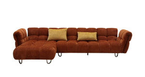 Divani Casa Jacinda - Modern Burnt Orange Fabric Left Facing Sectional Sofa + 2 Yellow Pillows