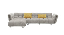 Load image into Gallery viewer, Divani Casa Jacinda - Modern Grey Fabric Left Facing Sectional Sofa with 2 Yellow Pillows
