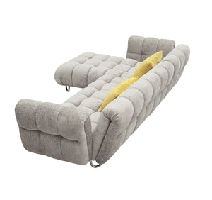 Divani Casa Jacinda - Modern Grey Fabric Left Facing Sectional Sofa with 2 Yellow Pillows