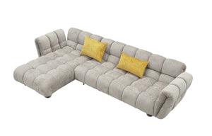 Divani Casa Jacinda - Modern Grey Fabric Left Facing Sectional Sofa with 2 Yellow Pillows