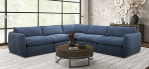 Divani Casa Kinsey - Modern Blue Fabric Modular Sectional Sofa