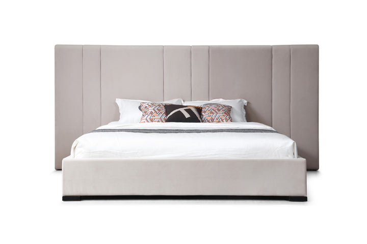 Queen Modrest Penelope - Modern Grey Velvet Bed