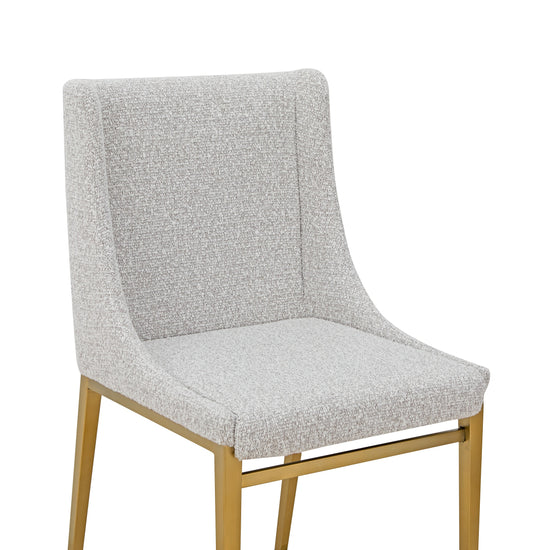 Modrest Mimi  - Modern Light Grey Fabric + Antique Brass Dining Chair (Set of 2)