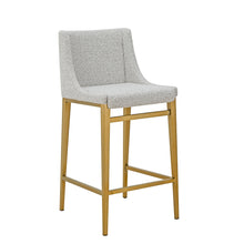Load image into Gallery viewer, Modrest Mimi - Modern Light Grey Fabric + Antique Brass Counter Stool (Set of 2)

