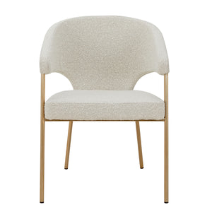Modrest Claudine - Modern Light Grey Fabric & Antique Brass Dining Chair
