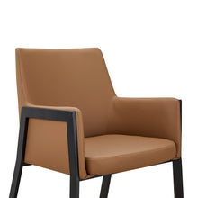 Load image into Gallery viewer, Modrest Leshay - Modern Dark Camel Vegan Leather + Black Metal Dining Chair
