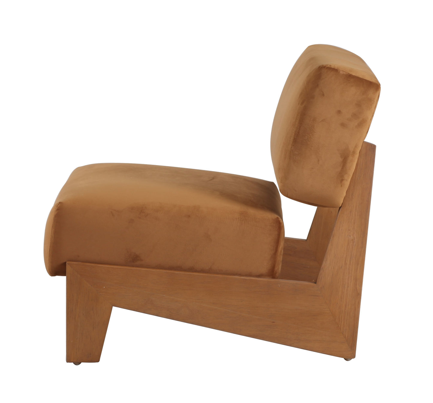 Modrest Tucker - Mid-Century Modern Camel Velvet + Chestnut Accent Chair