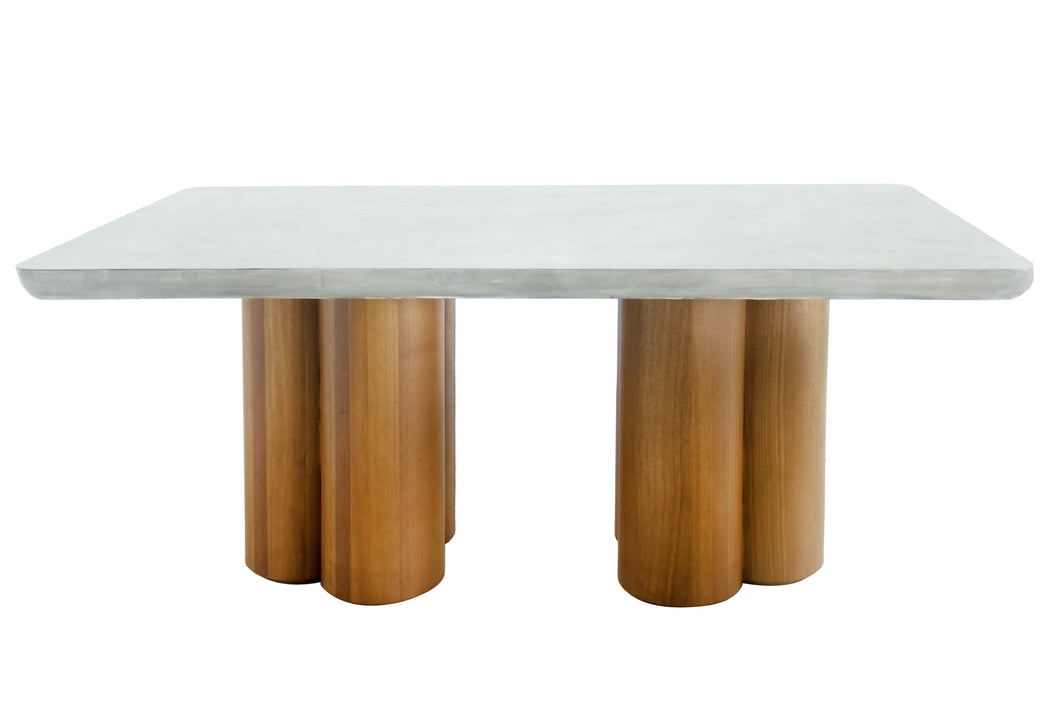 Modrest Bateman - Modern Faux Concrete + Walnut Dining Table
