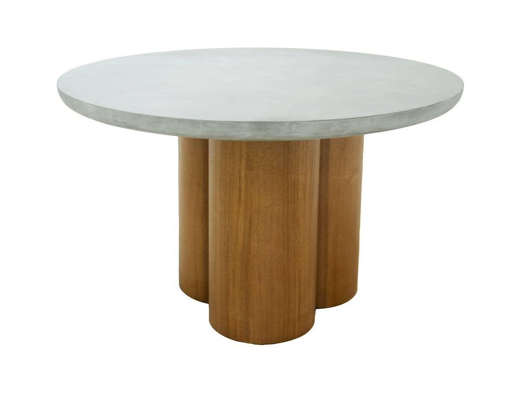 Modrest Bateman - Modern Faux Concrete + Walnut Round Dining Table