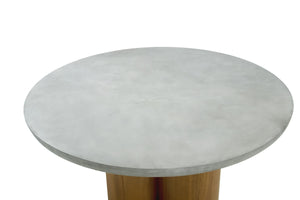 Modrest Bateman - Modern Faux Concrete + Walnut Round Dining Table
