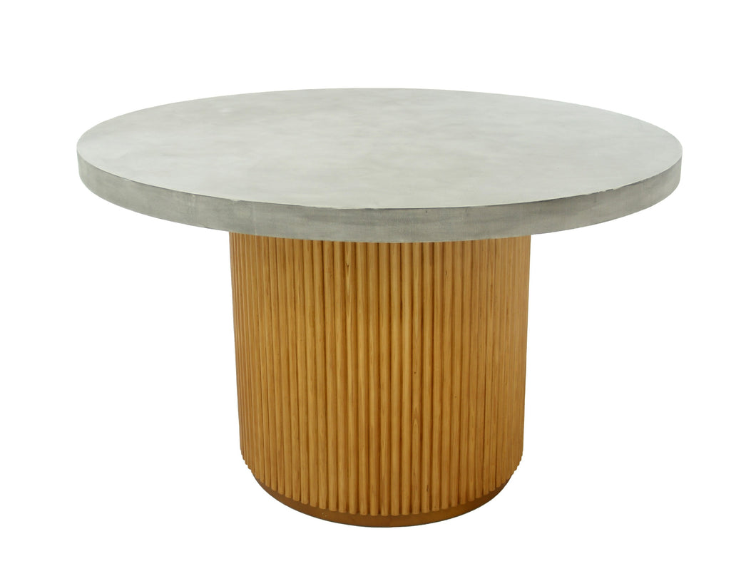 Modrest Duncan - Modern Faux Concrete + Walnut Round Dining Table