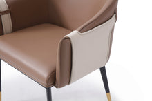 Load image into Gallery viewer, Modrest Calder - Modern Brown &amp; Beige Vegan Leather Dining Chair
