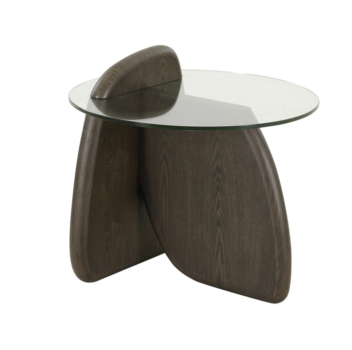 Modrest Buxton - Mid-Century Modern Glass + Dark Walnut End Table