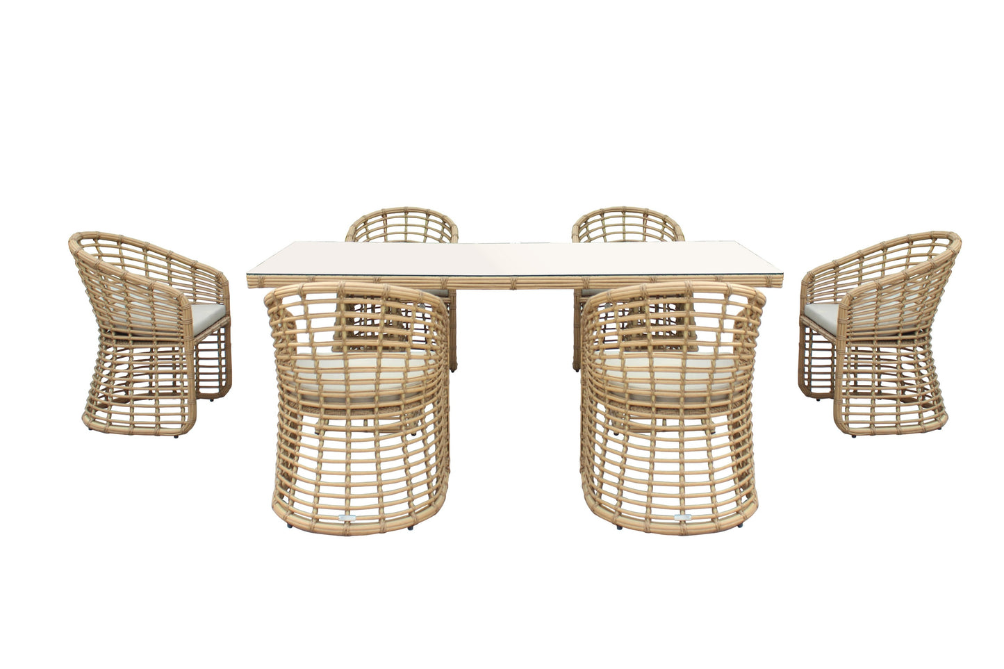 Renava Mina - Outdoor Bamboo Wicker Dining Table Set